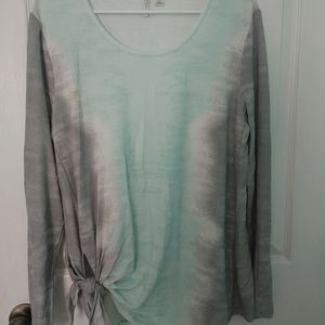 Grey, white, and blue long sleeve t-shirt